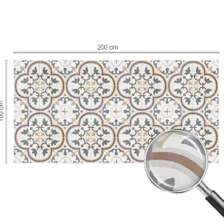 Film Ddépoli Autoadhésif 200x100 cm d'Intimité pour Fenêtre Rayures Ornements Carrelés 1 rol.-Wallfluent Online