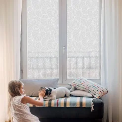 Wallfluent Film dépoli blanc adhésif 100x146 cm décoratif vitrail Élégance Feuillue 1 rol.