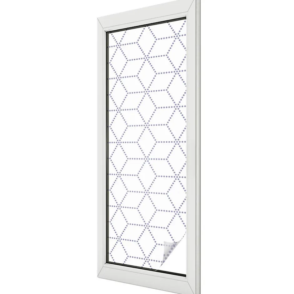 Film dépoli blanc adhésif 50x146 cm d'Intimité pour Fenêtre Rayures Losanges Violets 1 rol.-Wallfluent