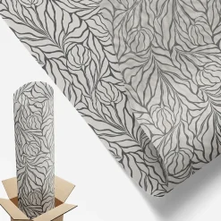 Film dépoli blanc adhésif 50x100 cm décoratif vitrail Feuilles Fleurs 1 rol.-Wallfluent New