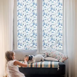 Wallfluent Film dépoli blanc adhésif 200x116 cm décoratif vitrail Fleurs À L'aquarelle 1 rol.