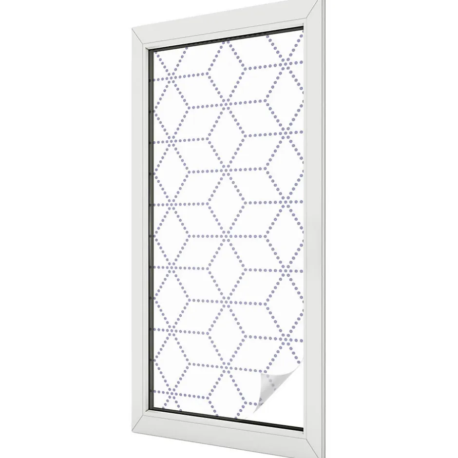 Wallfluent Film dépoli blanc adhésif 50x116 cm d'Intimité pour Fenêtre Rayures Losanges Violets 1 rol.