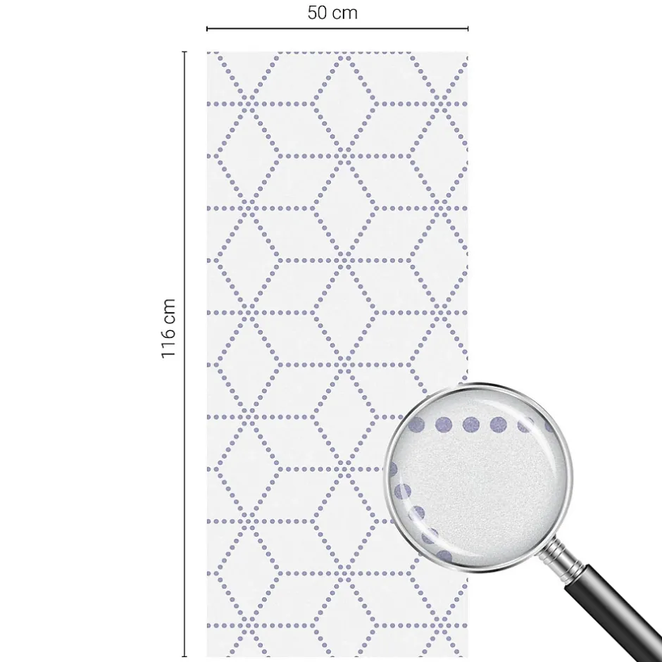 Wallfluent Film dépoli blanc adhésif 50x116 cm d'Intimité pour Fenêtre Rayures Losanges Violets 1 rol.