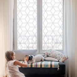 Wallfluent Film dépoli blanc adhésif 50x116 cm d'Intimité pour Fenêtre Rayures Losanges Violets 1 rol.