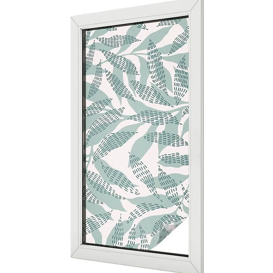 Wallfluent Film dépoli blanc adhésif 50x100 cm de protection d'intimité Feuilles Vertes 1 rol.