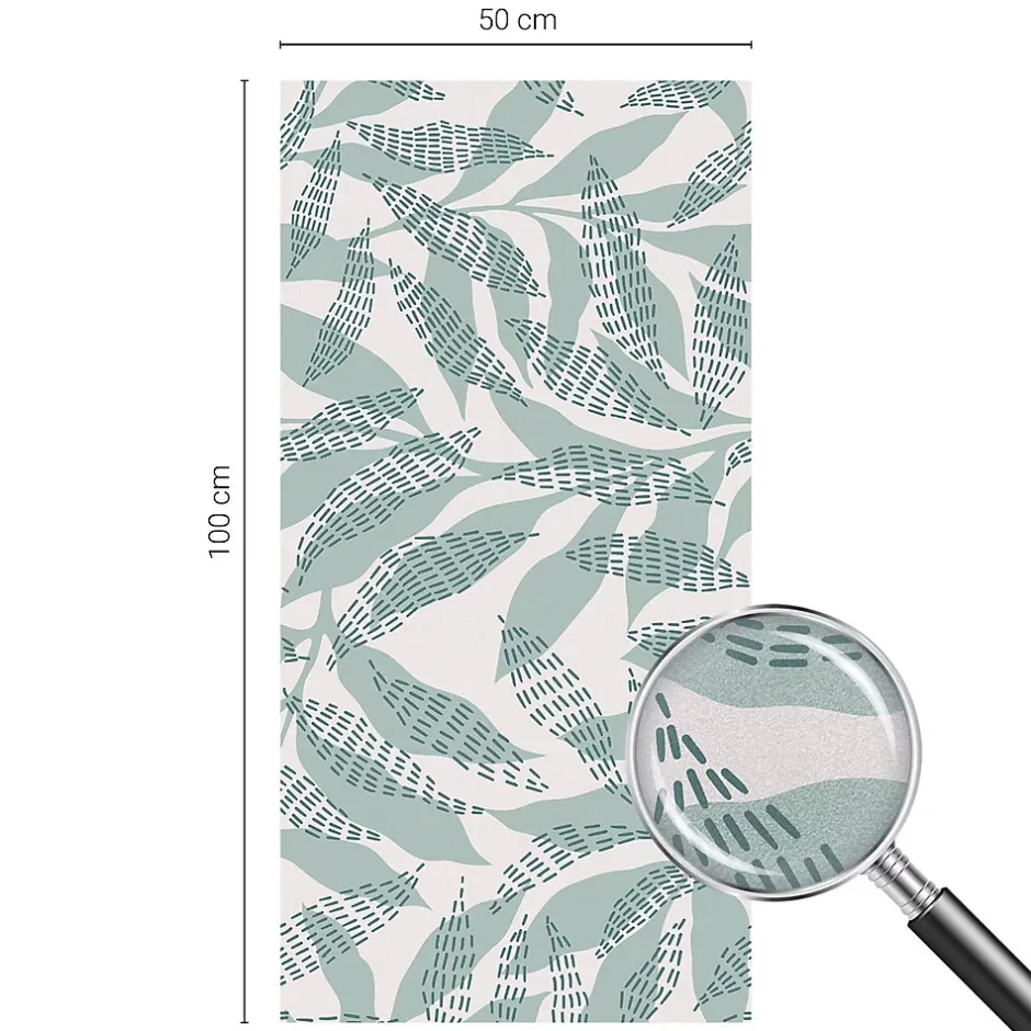 Wallfluent Film dépoli blanc adhésif 50x100 cm de protection d'intimité Feuilles Vertes 1 rol.