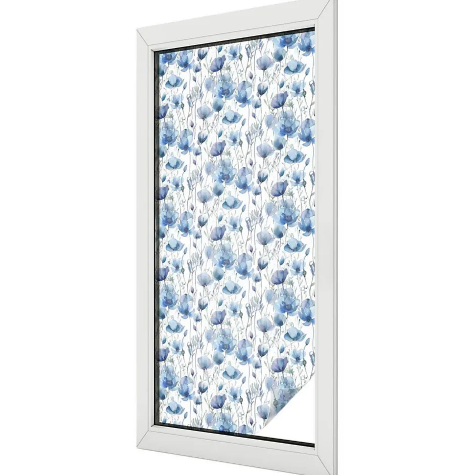 Wallfluent Film dépoli blanc adhésif 50x116 cm décoratif vitrail Fleurs À L'aquarelle 1 rol.