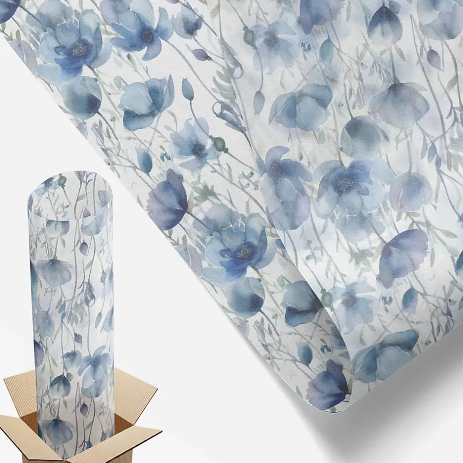 Wallfluent Film dépoli blanc adhésif 50x116 cm décoratif vitrail Fleurs À L'aquarelle 1 rol.