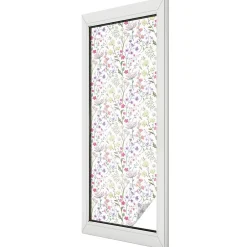 Film dépoli blanc adhésif 50x146 cm d'Intimité pour Fenêtre Rayures Prairie Fleurie 1 rol.-Wallfluent Clearance