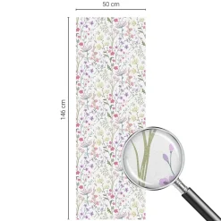 Film dépoli blanc adhésif 50x146 cm d'Intimité pour Fenêtre Rayures Prairie Fleurie 1 rol.-Wallfluent Clearance