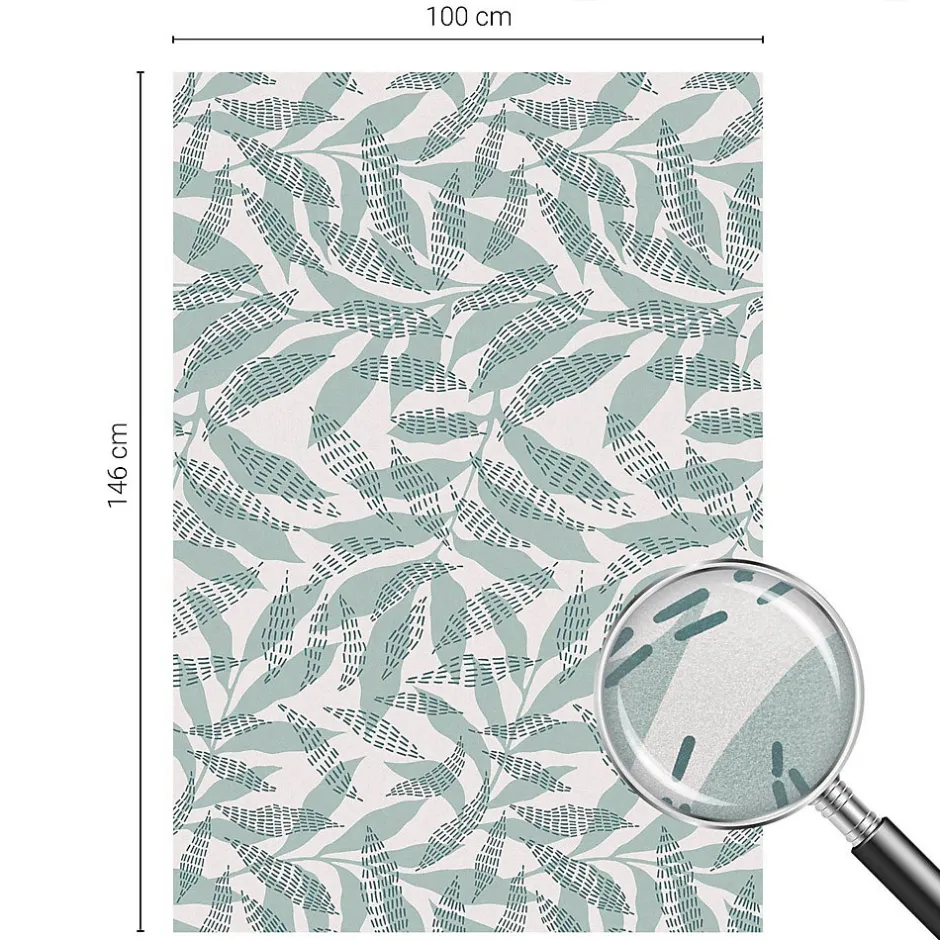 Wallfluent Film dépoli blanc adhésif 100x146 cm de protection d'intimité Feuilles Vertes 1 rol.