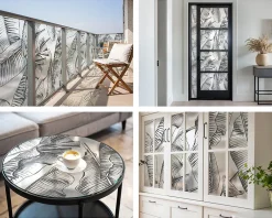 Film dépoli blanc adhésif 200x146 cm Protège efficacement l'intimité Feuilles Tropicales 1 rol.-Wallfluent Best