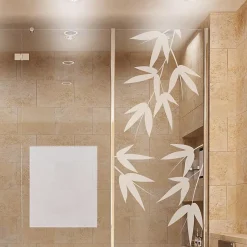 Ambiance Sticker Film Fenêtre Anti Regard Occultant - FEUILLES DE BAMBOU - Stickers Autocollant Brise-Vue pour Vitre & Porte de Douche - 120x35cm
