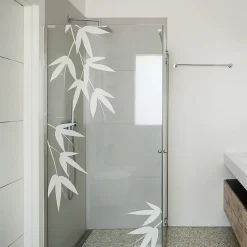 Ambiance Sticker Film Fenêtre Anti Regard Occultant - FEUILLES DE BAMBOU - Stickers Autocollant Brise-Vue pour Vitre & Porte de Douche - 120x35cm