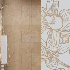 Ambiance Sticker Film Fenêtre Anti Regard Occultant - FLEUR D'ORCHIDÉE 1 - Stickers Autocollant Brise-Vue pour Vitre & Porte de Douche - 55x185cm