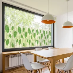 Film Fenêtre Anti Regard Occultant - FEUILLES VERTES XL - Stickers pour Vitres & Porte de Douche - 40X200cm-Ambiance Sticker Outlet