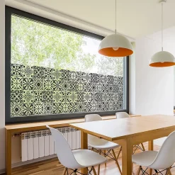 Ambiance Sticker Film Fenêtre Anti Regard Occultant - AZULEJOS NOIR - Stickers pour Vitres & Porte de Douche - 40X200cm