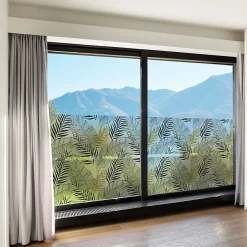 Film Fenêtre Anti Regard Occultant - FEUILLES DE PALMIER CHIC - Stickers pour Vitres & Porte de Douche - 40x200cm-Ambiance Sticker Hot