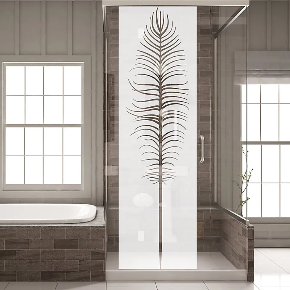 Ambiance Sticker Film Fenêtre Anti Regard Occultant - PLUME - Stickers Autocollant Brise-Vue pour Vitre & Porte de Douche - 120x35cm