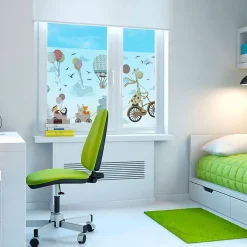 Ambiance Sticker Film Fenêtre Anti Regard Occultant - ANIMAUX ET MONTGOLFIÈRE DANS LES NUAGES - Stickers pour Vitres & Porte de Douche - 40x100cm