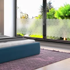 Ambiance Sticker Film Fenêtre Anti Regard Occultant - HEXAGONES - Stickers pour Vitre & Porte de Douche - 50 x 90 cm -50 stickers hexagones 10x9 cm