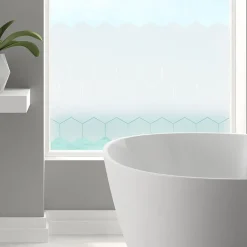 Ambiance Sticker Film Fenêtre Anti Regard Occultant - HEXAGONES - Stickers pour Vitre & Porte de Douche - 50 x 90 cm -50 stickers hexagones 10x9 cm