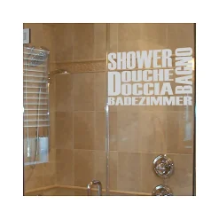 Film Fenêtre Anti Regard Occultant - DOUCHE MULTILINGUE - Stickers Autocollant Brise-Vue pour Vitre & Porte de Douche - 55x80cm-Ambiance Sticker Sale