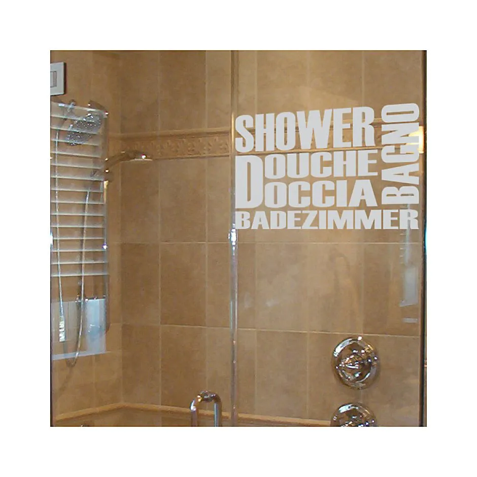 Film Fenêtre Anti Regard Occultant - DOUCHE MULTILINGUE - Stickers Autocollant Brise-Vue pour Vitre & Porte de Douche - 55x80cm-Ambiance Sticker Sale