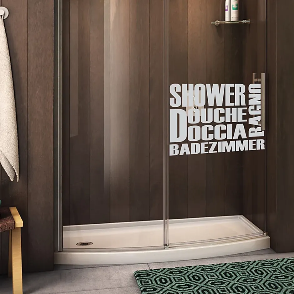 Film Fenêtre Anti Regard Occultant - DOUCHE MULTILINGUE - Stickers Autocollant Brise-Vue pour Vitre & Porte de Douche - 55x80cm-Ambiance Sticker Sale