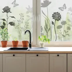 Film Fenêtre Anti Regard Occultant - FLEURS CHAMPÊTRE - Stickers pour Vitres & Porte de Douche - 40x100cm-Ambiance Sticker Outlet