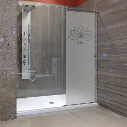 Film Fenêtre Anti Regard Occultant - ZEN FLEUR DE LOTUS - Stickers Autocollant Brise-Vue pour Vitre & Porte de Douche - 150x45cm-Ambiance Sticker Outlet