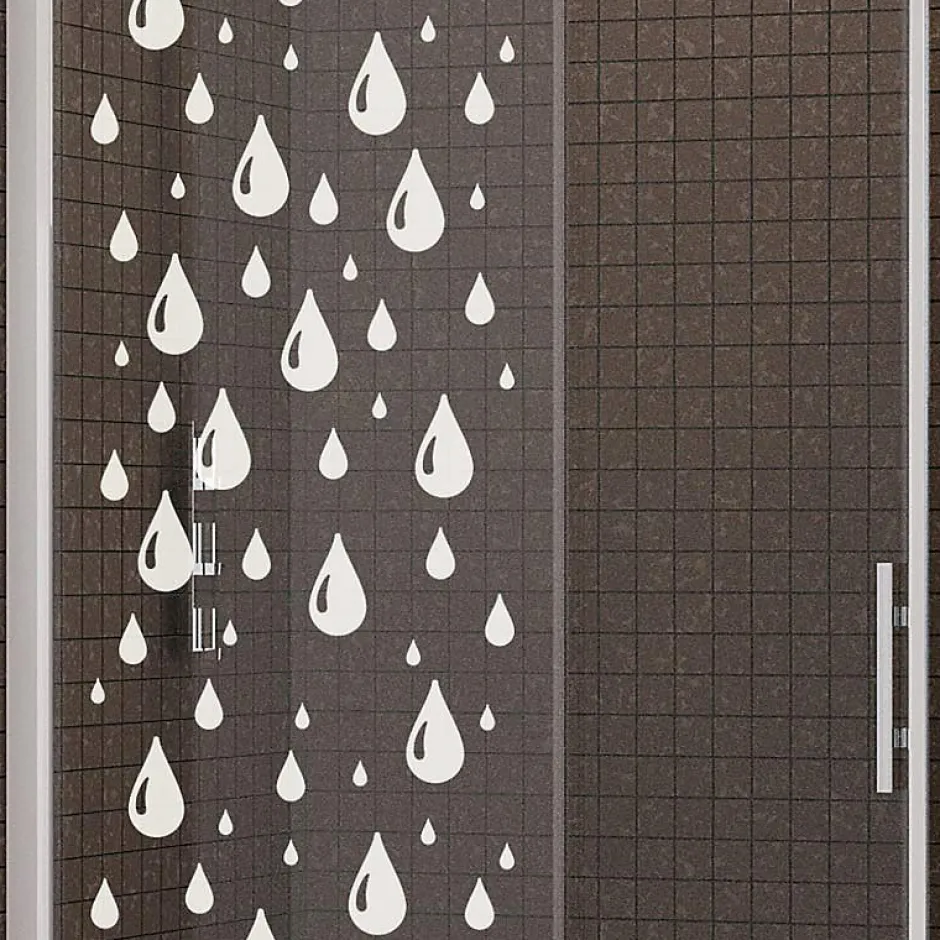 Ambiance Sticker Film Fenêtre Anti Regard Occultant - DOUCE PLUIE - Stickers Autocollant Brise-Vue pour Vitre & Porte de Douche - 150x45cm