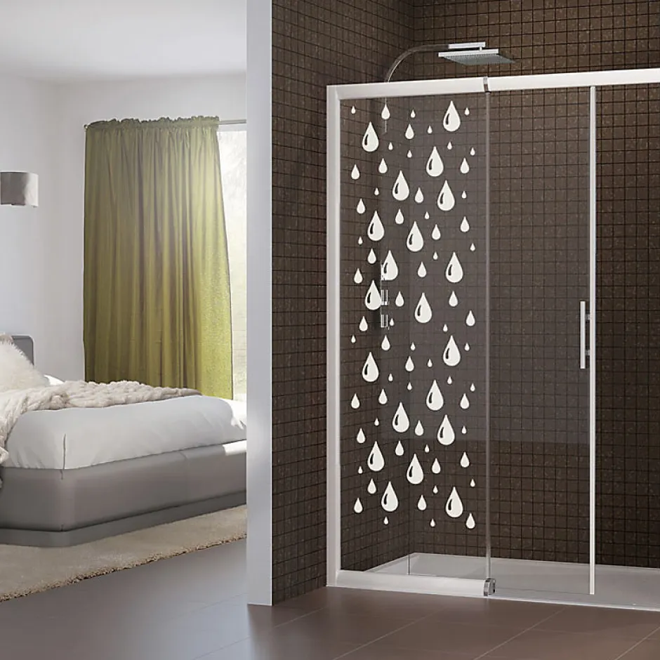 Ambiance Sticker Film Fenêtre Anti Regard Occultant - DOUCE PLUIE - Stickers Autocollant Brise-Vue pour Vitre & Porte de Douche - 150x45cm