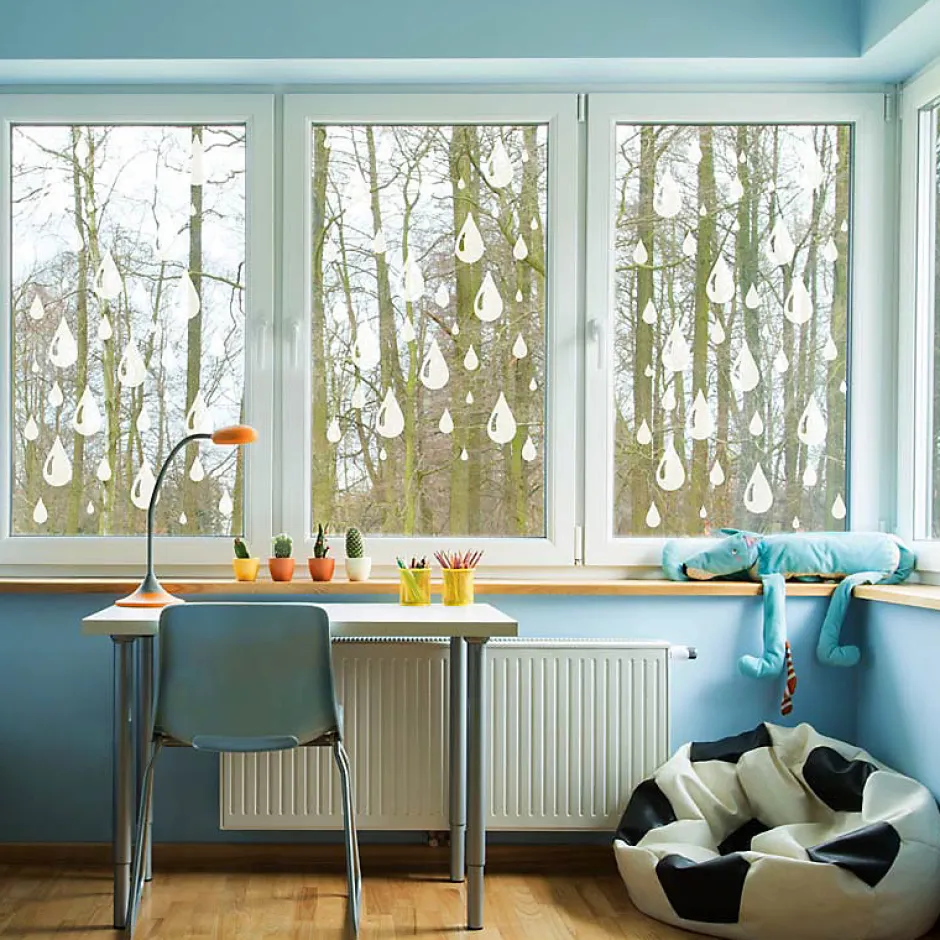 Ambiance Sticker Film Fenêtre Anti Regard Occultant - DOUCE PLUIE - Stickers Autocollant Brise-Vue pour Vitre & Porte de Douche - 150x45cm