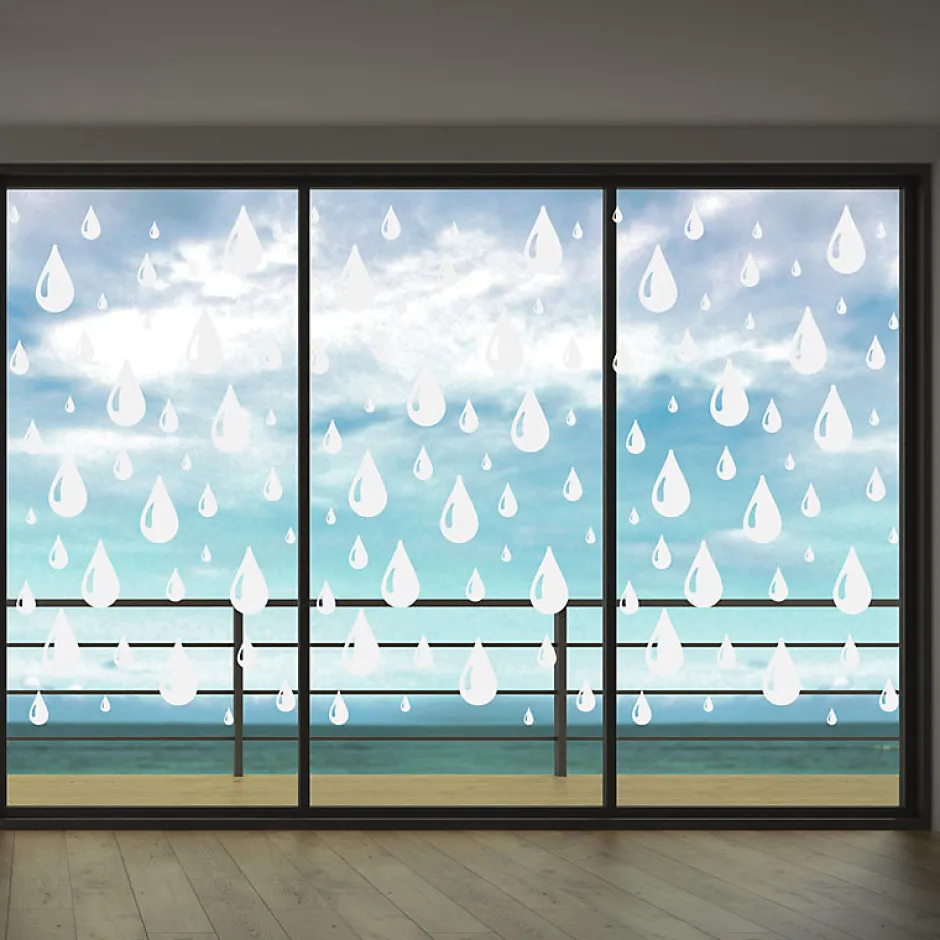 Ambiance Sticker Film Fenêtre Anti Regard Occultant - DOUCE PLUIE - Stickers Autocollant Brise-Vue pour Vitre & Porte de Douche - 150x45cm