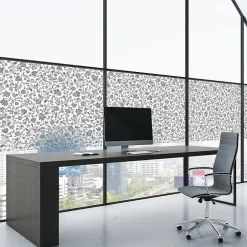 Ambiance Sticker Film Fenêtre Anti Regard Occultant - FLEURS NOIR XL - Stickers pour Vitres & Porte de Douche - 40X200cm