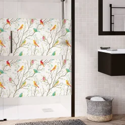 Ambiance Sticker Film Fenêtre Anti Regard Occultant - OISEAUX DANS LA FORÊT - Stickers pour Vitres & Porte de Douche - 40x200cm