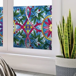 Film Fenêtre Anti Regard Occultant - VITRAIL LIANES ET FLEURS - Stickers pour Vitres & Porte de Douche - 40x100cm-Ambiance Sticker Best