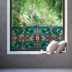 Film Fenêtre Anti Regard Occultant - VITRAIL LIANES ET FLEURS - Stickers pour Vitres & Porte de Douche - 40x100cm-Ambiance Sticker Best