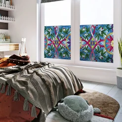 Film Fenêtre Anti Regard Occultant - VITRAIL LIANES ET FLEURS - Stickers pour Vitres & Porte de Douche - 40x100cm-Ambiance Sticker Best