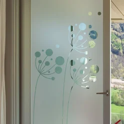 Ambiance Sticker Film Fenêtre Anti Regard Occultant - FLEURS ARTISTIQUES - Stickers Autocollant Brise-Vue pour Vitre & Porte de Douche - 145x55cm