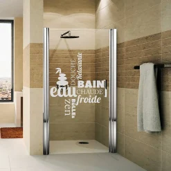 Ambiance Sticker Film Fenêtre Anti Regard Occultant - DOUCHE ZEN - Stickers Autocollant Brise-Vue pour Vitre & Porte de Douche - 100x80cm