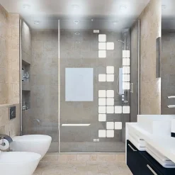 Film Fenêtre Anti Regard Occultant - JEUX DE CUBES - Stickers Autocollant Brise-Vue pour Vitre & Porte de Douche - 115x35cm-Ambiance Sticker Sale