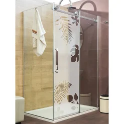 Ambiance Sticker Film Fenêtre Anti Regard Occultant - FEUILLES EXOTIQUES - Stickers Autocollant Brise-Vue pour Vitre & Porte de Douche - 150x45cm