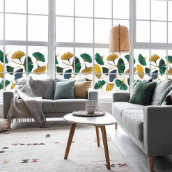 Ambiance Sticker Film Fenêtre Anti Regard Occultant - FEUILLES GINKGO AUTOMNE XL - Stickers pour Vitres & Porte de Douche - 40X200cm