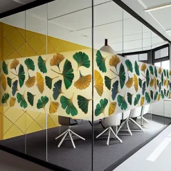 Ambiance Sticker Film Fenêtre Anti Regard Occultant - FEUILLES GINKGO AUTOMNE XL - Stickers pour Vitres & Porte de Douche - 40X200cm