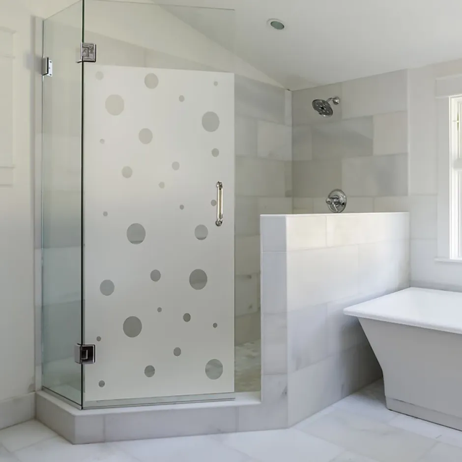 Ambiance Sticker Film Fenêtre Anti Regard Occultant - PETITES BULLES - Stickers Autocollant Brise-Vue pour Vitre & Porte de Douche - 110x55cm