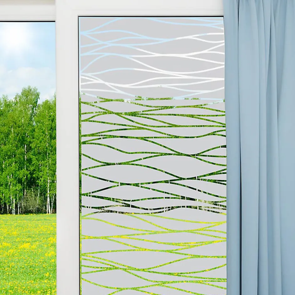 Film Fenêtre Anti Regard Occultant - L'OCÉAN - Stickers Autocollant Brise-Vue pour Vitre & Porte de Douche - 135x75cm-Ambiance Sticker Hot