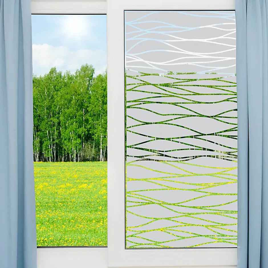 Film Fenêtre Anti Regard Occultant - L'OCÉAN - Stickers Autocollant Brise-Vue pour Vitre & Porte de Douche - 135x75cm-Ambiance Sticker Hot