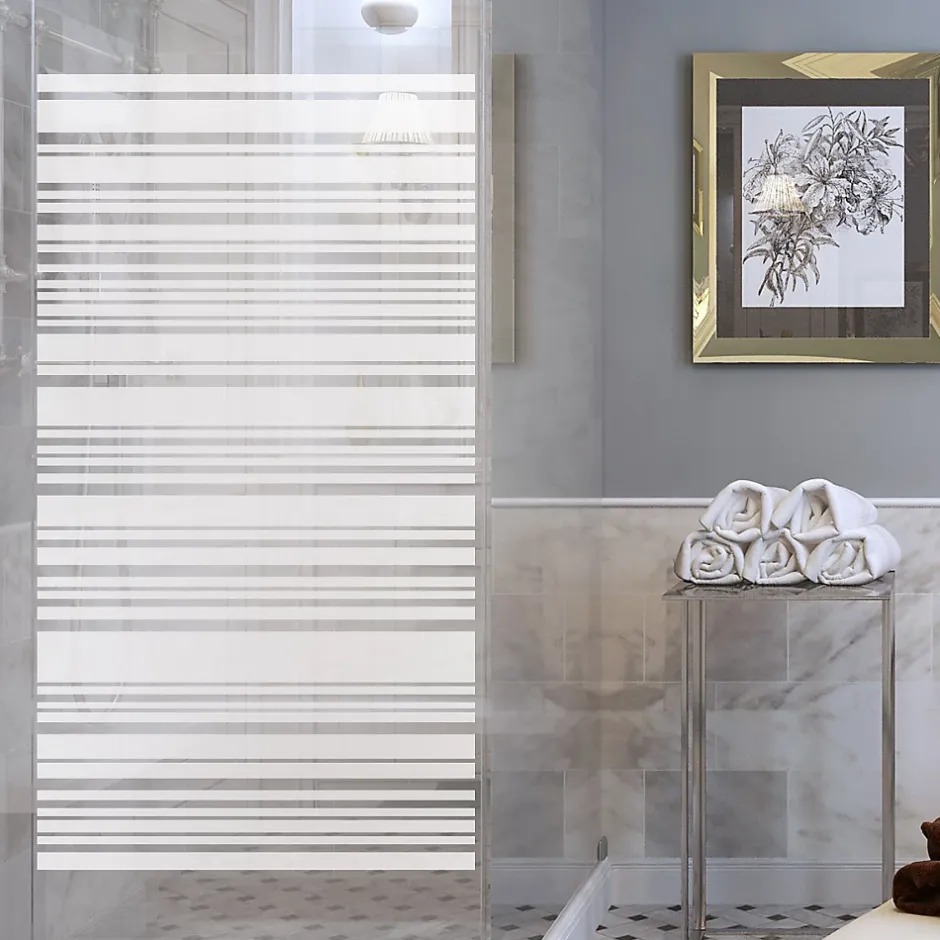 Film Fenêtre Anti Regard Occultant - DESIGN ALIGNÉ - Stickers Autocollant Brise-Vue pour Vitre & Porte de Douche - 155x85cm-Ambiance Sticker